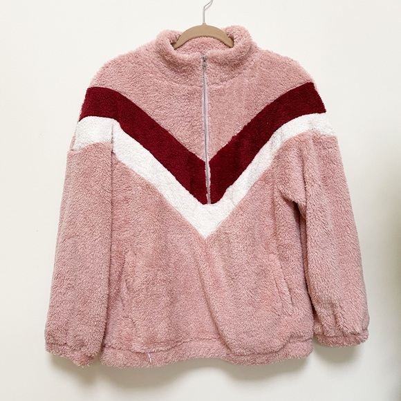 Mauve Sherpa Colorblock Half Zip Pullover - Picture 8 of 8